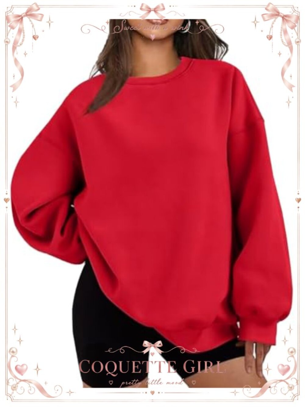 Women Oversized Cotton Polyester Crewneck Pullover Sweatshirt Fall Casual